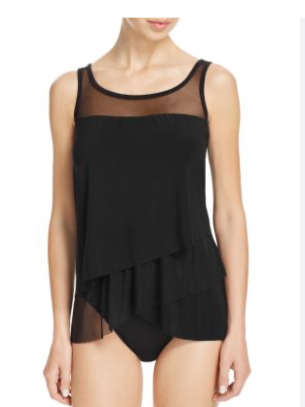 MIRACLESUIT Black Mirage Illlusionist Tankini Top Women’s Size 12
